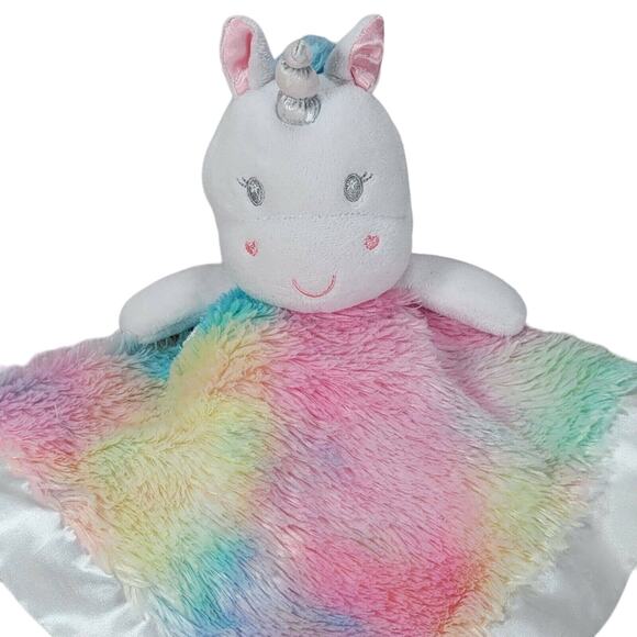 Baby Lovey Unicorn Plush Tie Dye Rainbow Colors Comfort Security Blanket - Picture 1 of 11